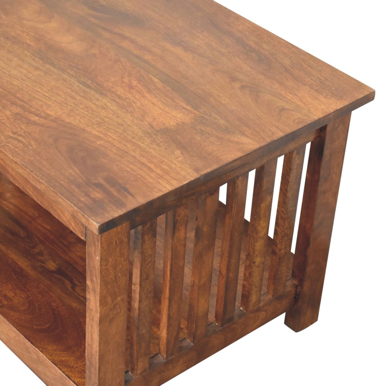 Slatted solid mango wood coffee table