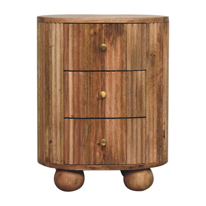 Bedside table with 3 drawers mango wood oak finish