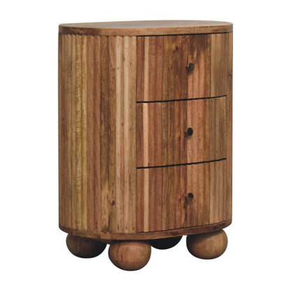 Bedside table with 3 drawers mango wood oak finish