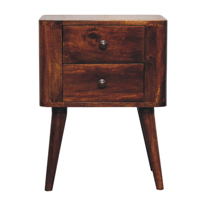 Mango wood bedside table with 2 drawers