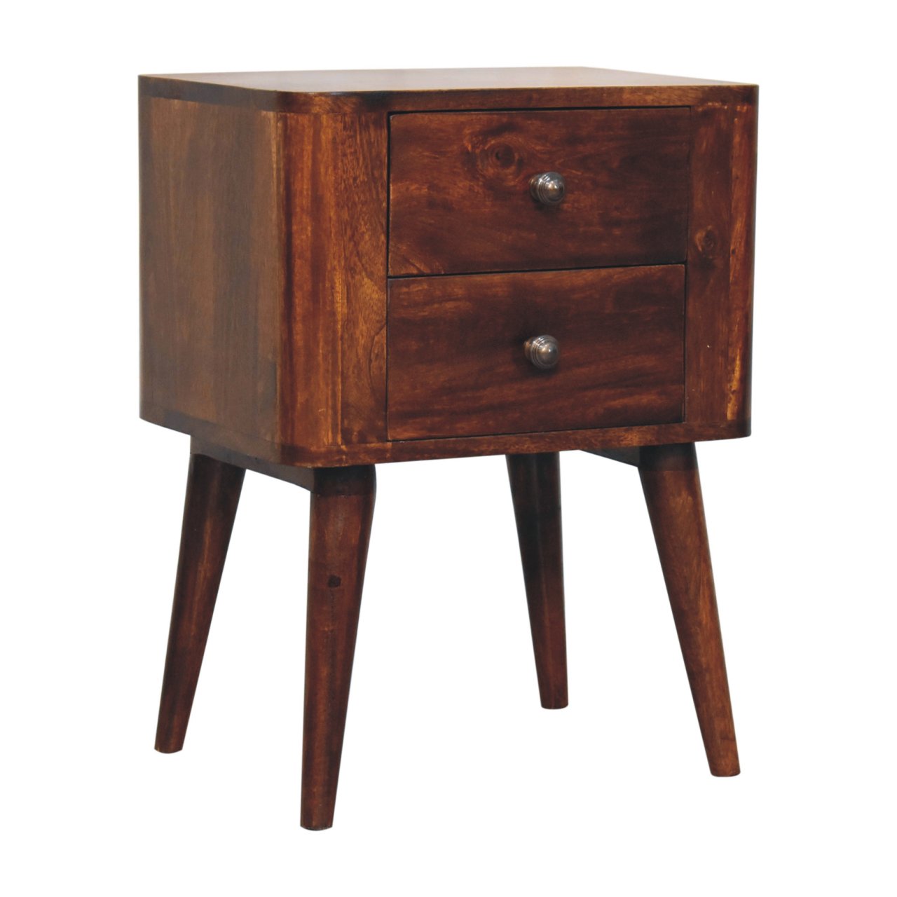 Mango wood bedside table with 2 drawers