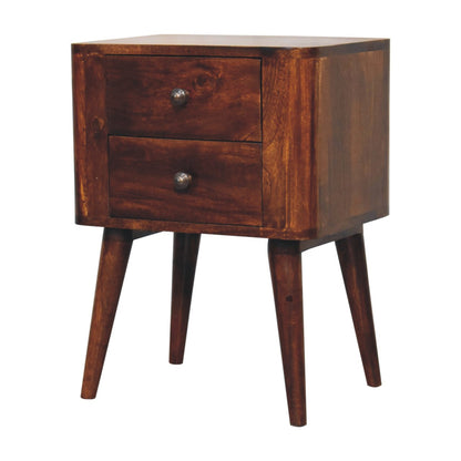 Mango wood bedside table with 2 drawers