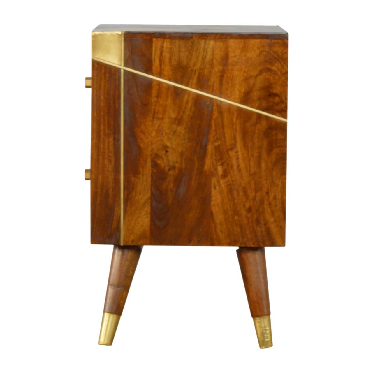 Geometric brass mango wood bedside table