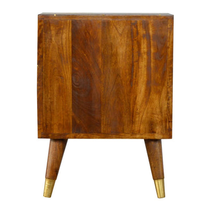 Geometric brass mango wood bedside table