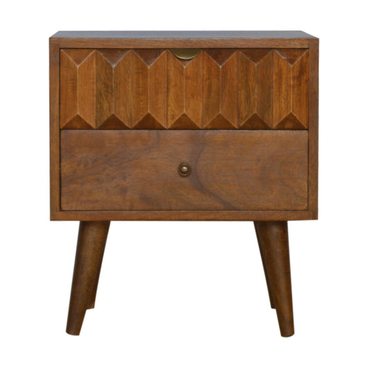 Prism mango Wood Bedside Table chestnut finish