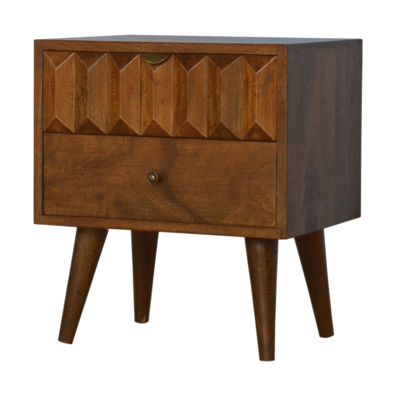 Prism mango Wood Bedside Table chestnut finish