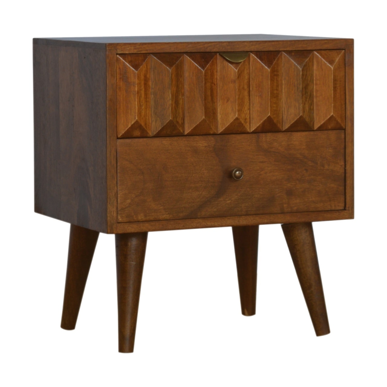 Prism mango Wood Bedside Table chestnut finish