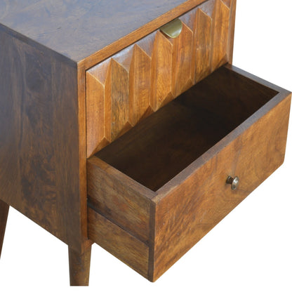 Prism mango Wood Bedside Table chestnut finish