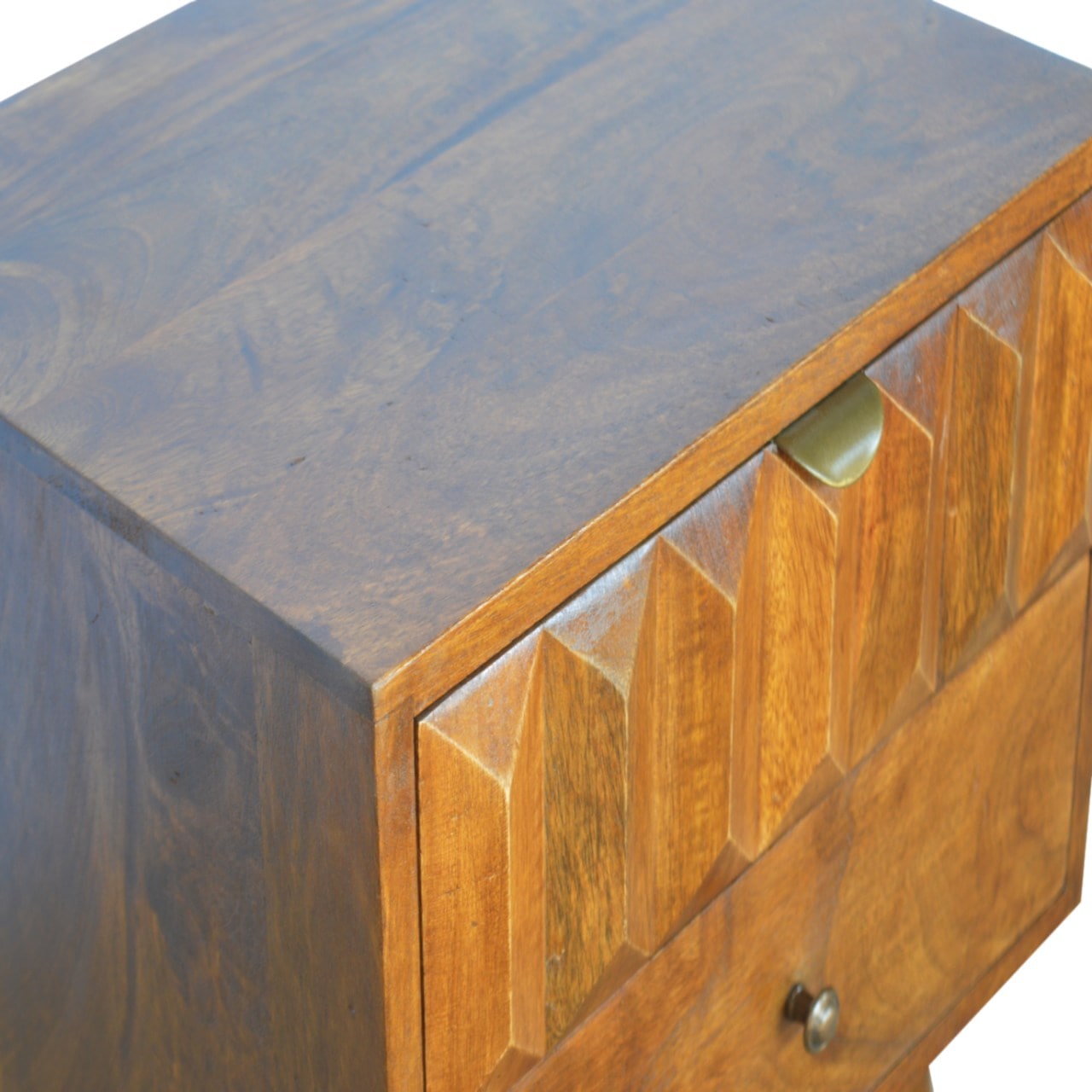 Prism mango Wood Bedside Table chestnut finish