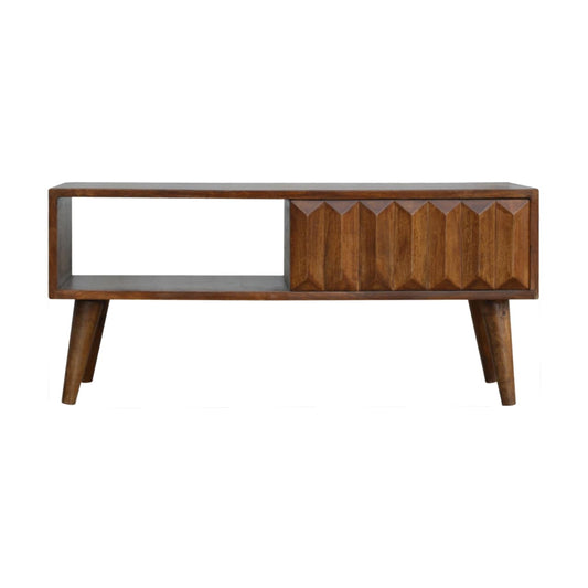 Prism coffee table chestnut finish, mango wood