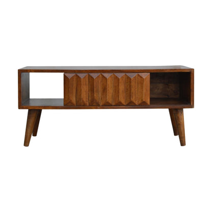 Prism coffee table chestnut finish, mango wood