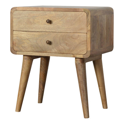 Mango Wood Modern Bedside Table with 2 Drawers