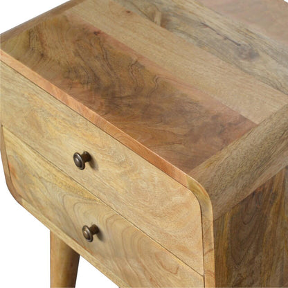 Mango Wood Modern Bedside Table with 2 Drawers