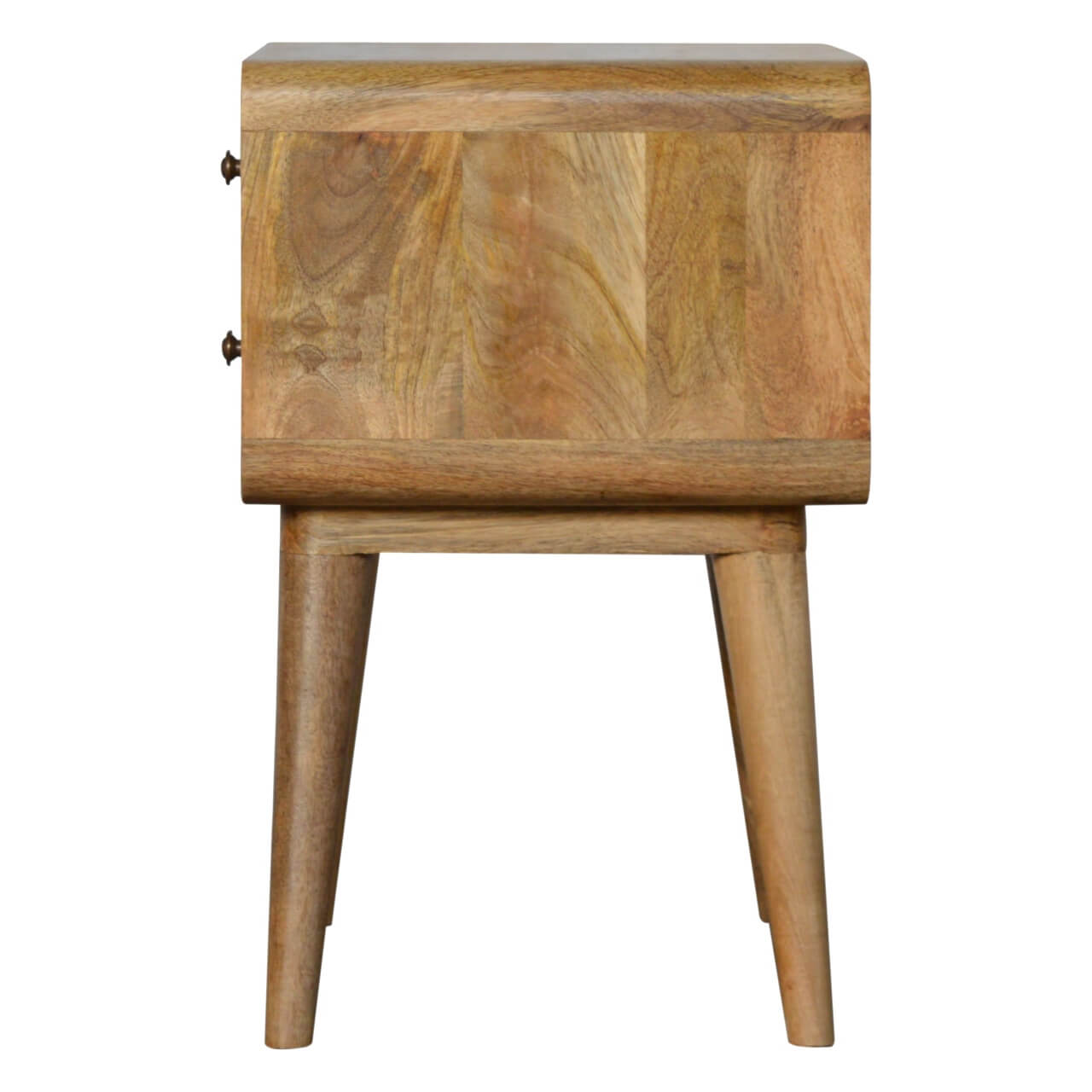 Mango Wood Modern Bedside Table with 2 Drawers