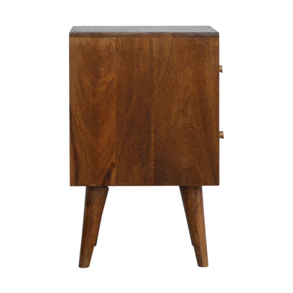 Mango Wood Cube Carved Bedside Table