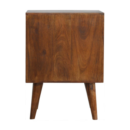 Mango Wood Cube Carved Bedside Table