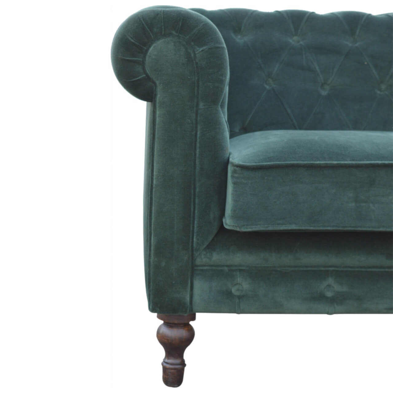 Emerald Green Chesterfield Sofa made from mango wood