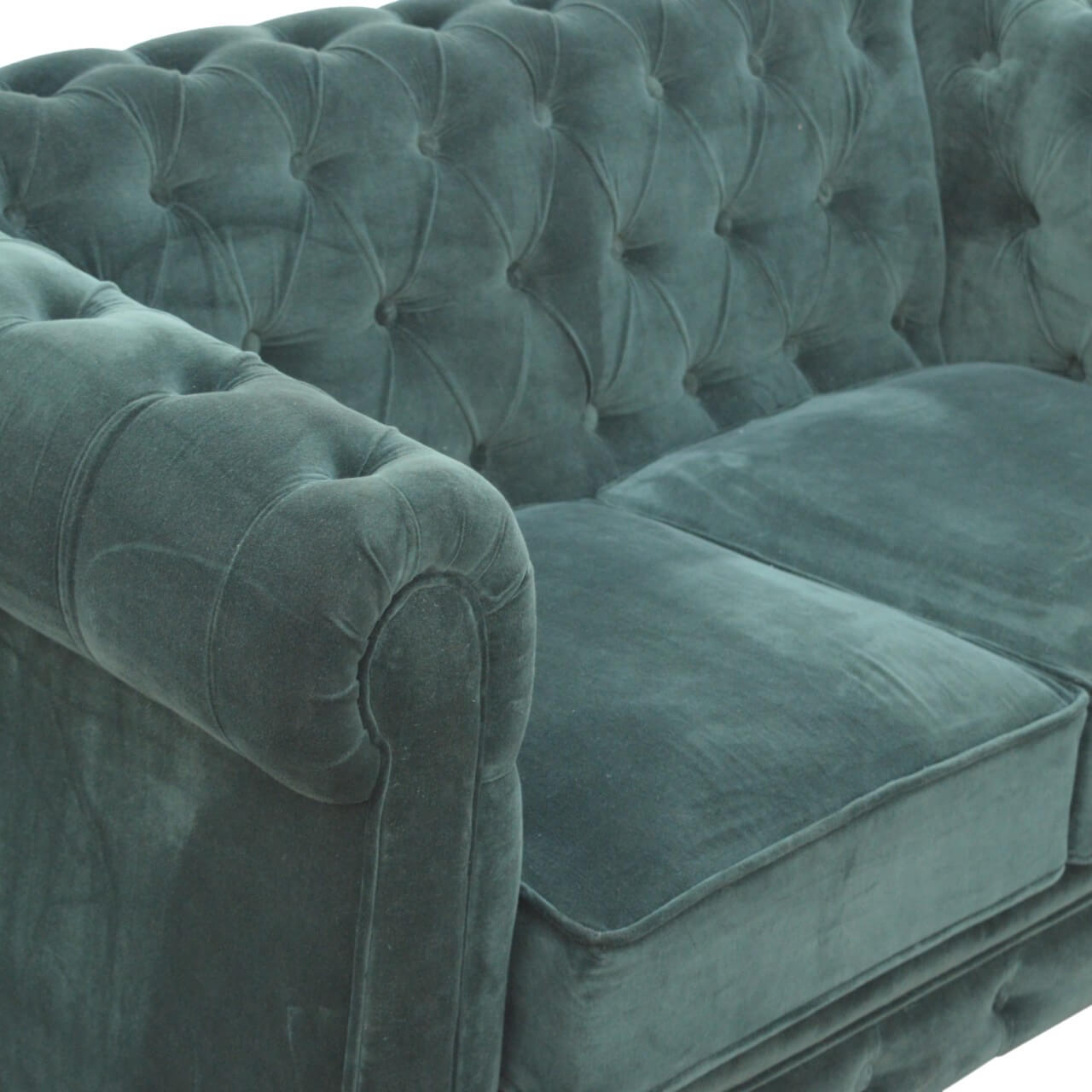 Emerald Green Chesterfield Sofa made from mango wood