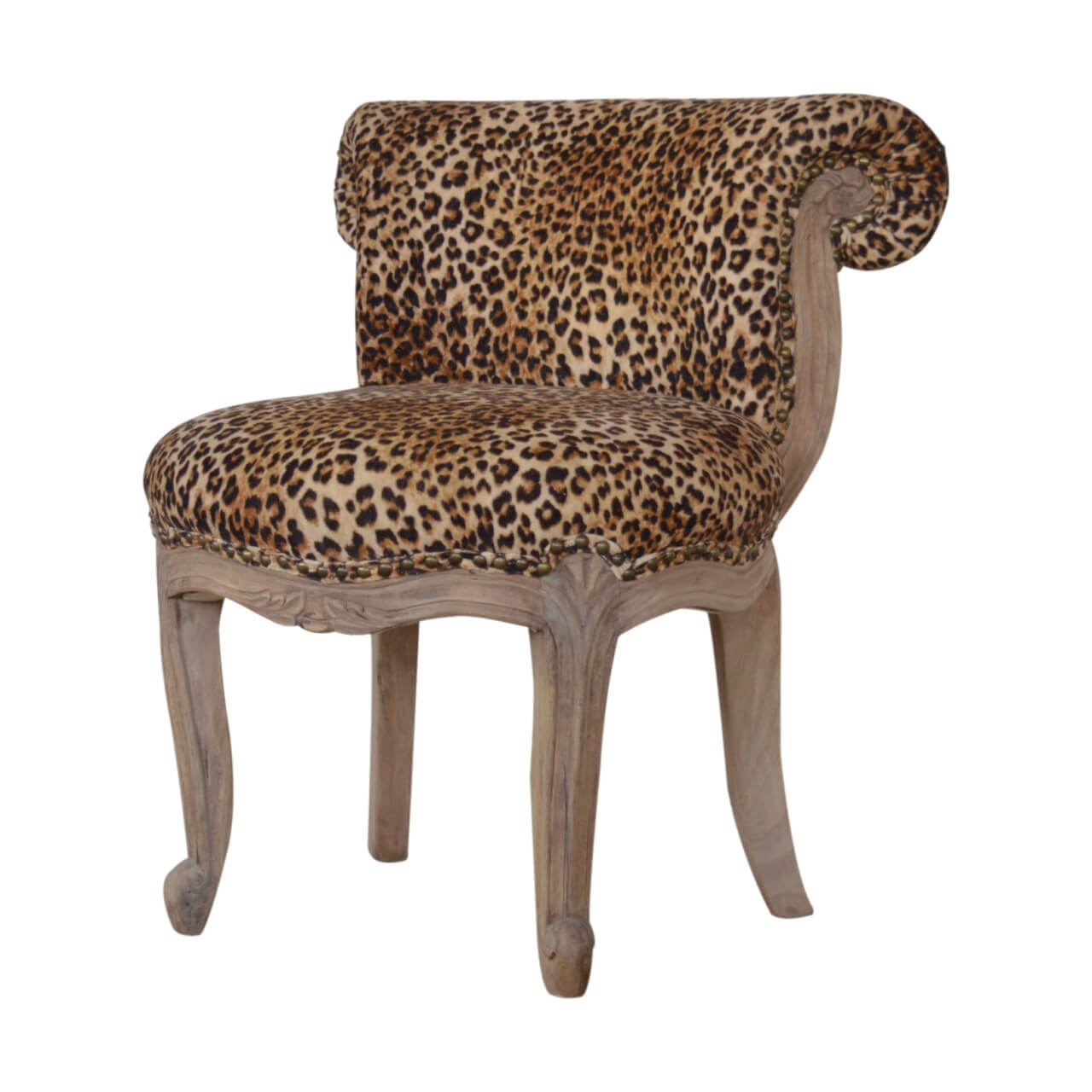 Leopard Print Velvet Studded Chair