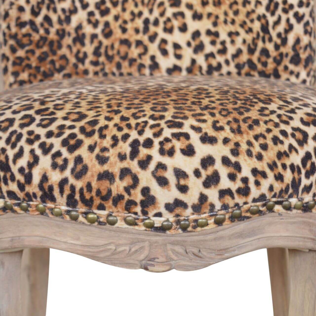 Leopard Print Velvet Studded Chair