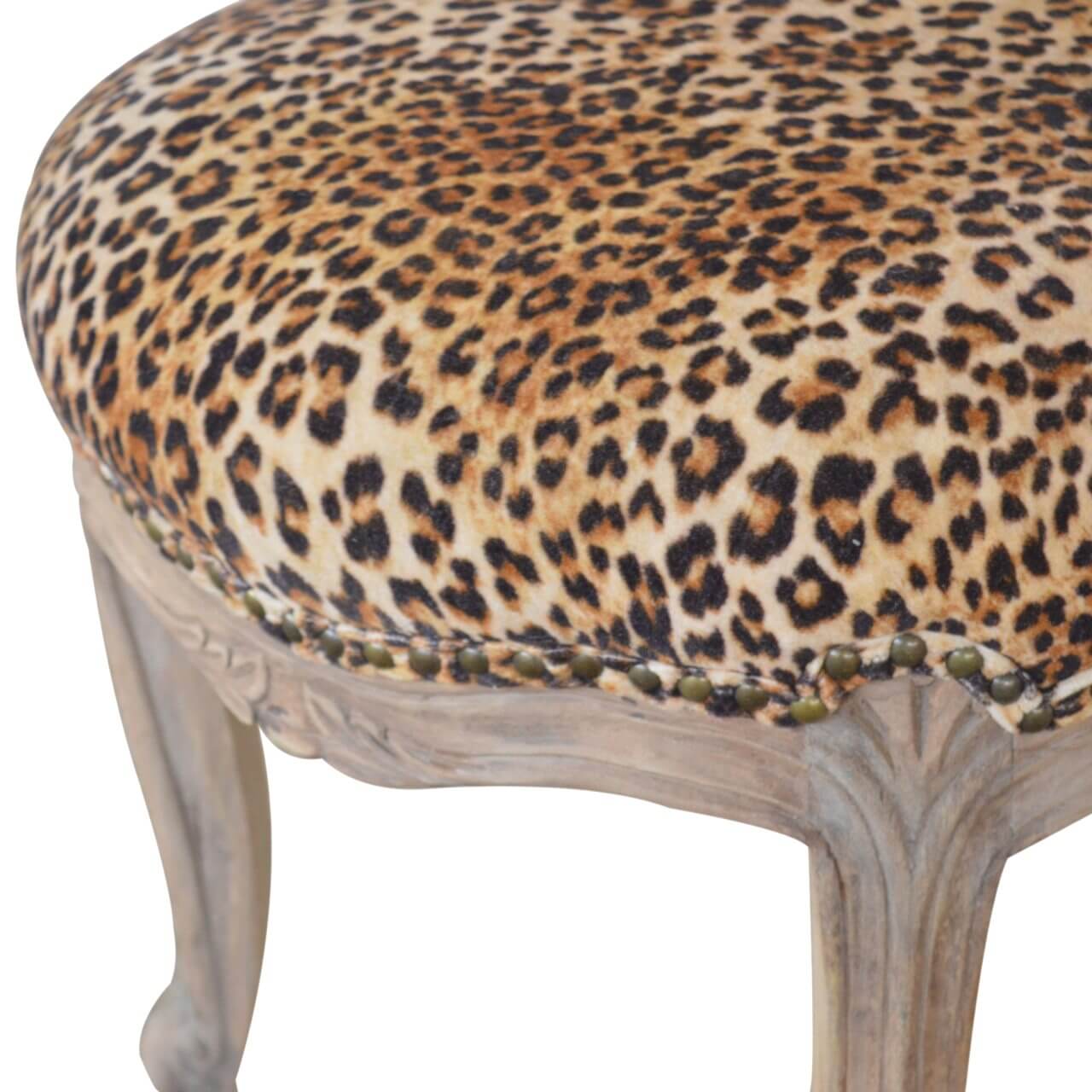 Leopard Print Velvet Studded Chair