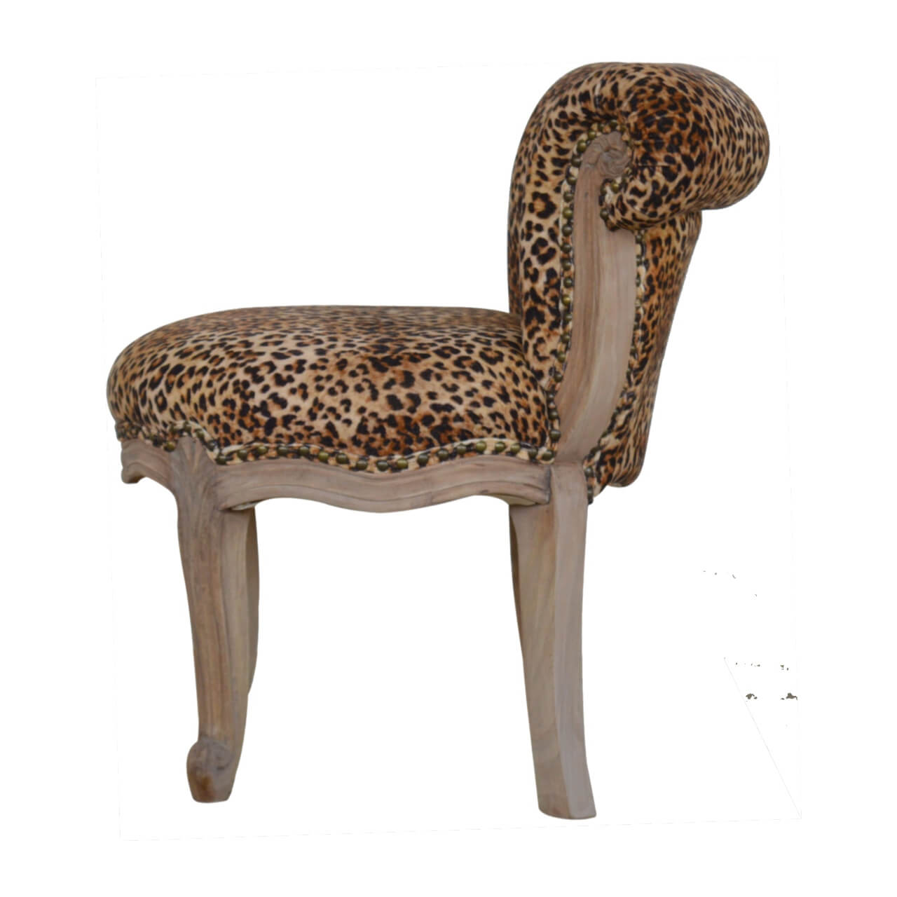 Leopard Print Velvet Studded Chair