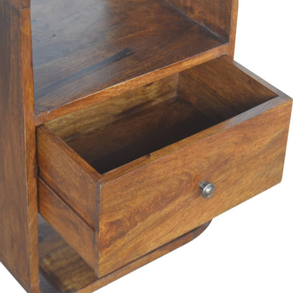 Curved mango wood bedside table with 2 drawers