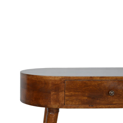 Console table made from mango wood in chestnut finish