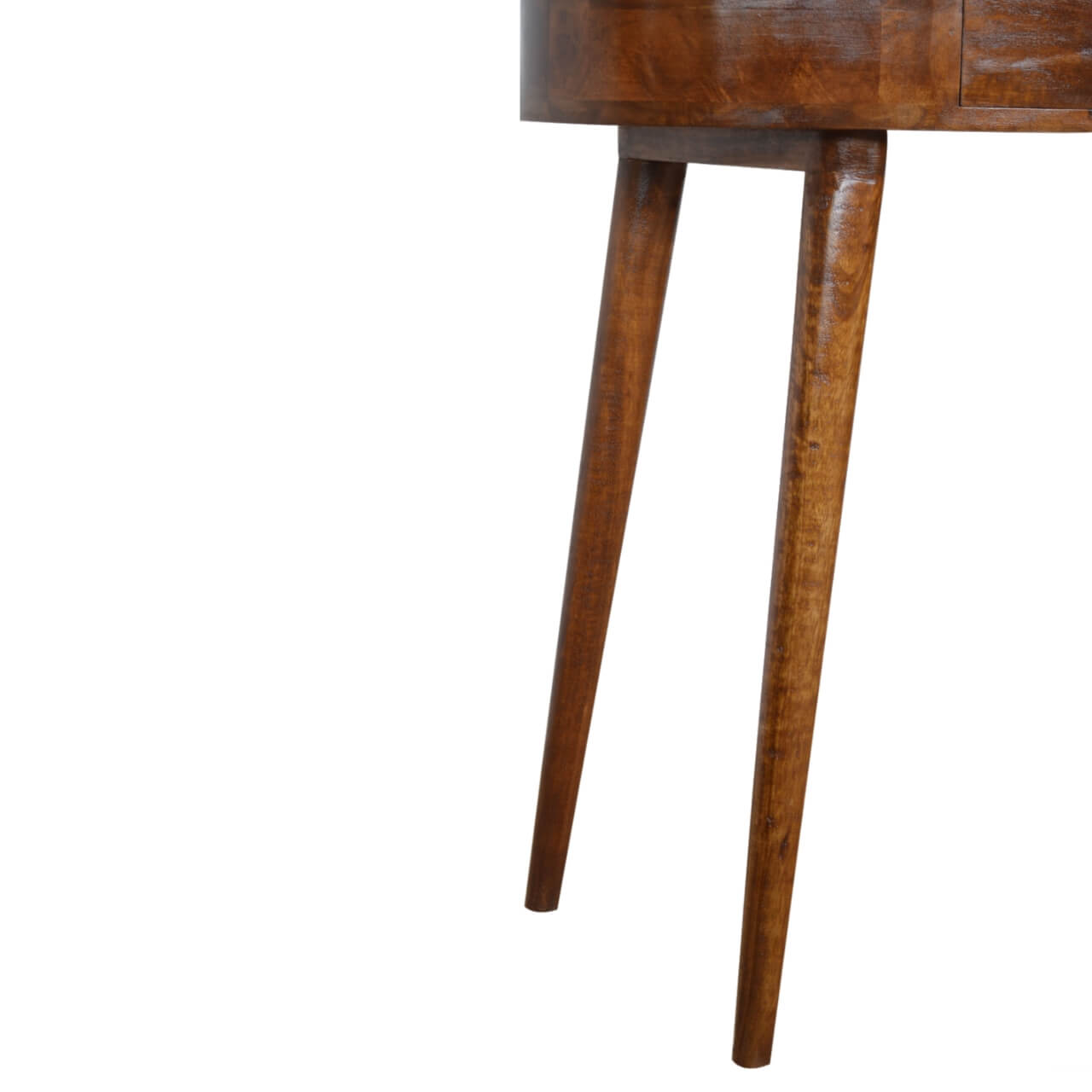 Console table made from mango wood in chestnut finish