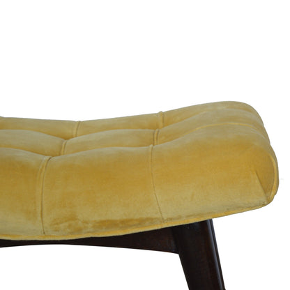 Mustard curved bench mango wood