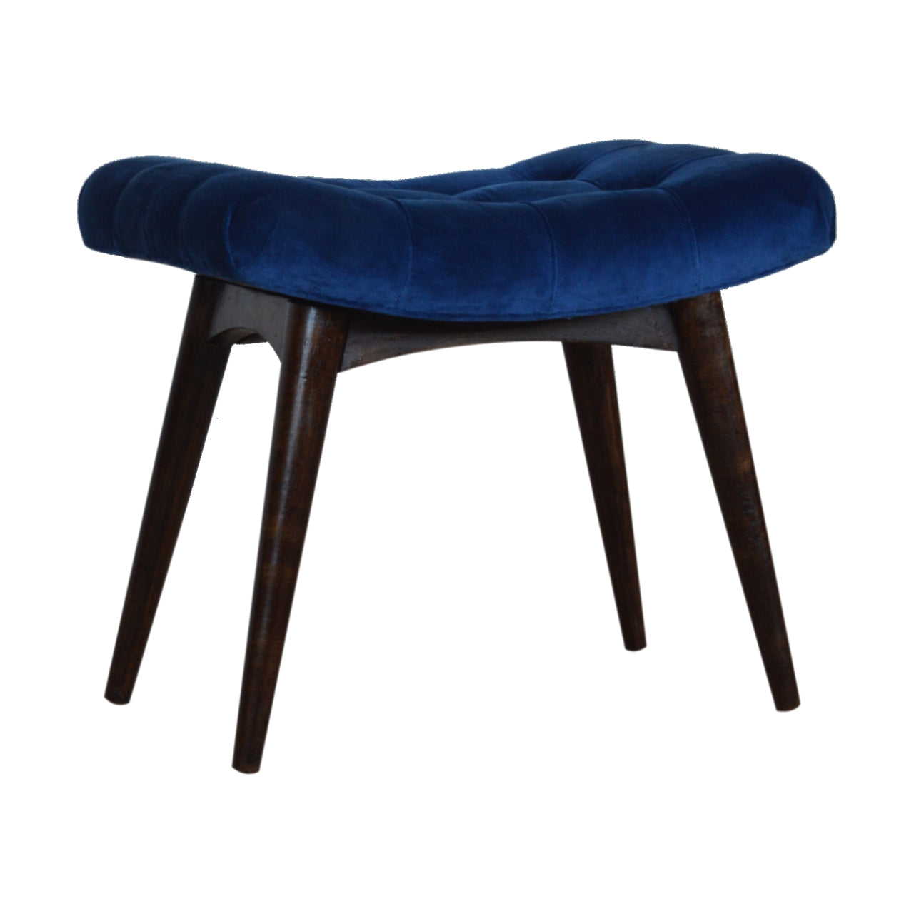 Velvet Curved Bench, Royal Blue