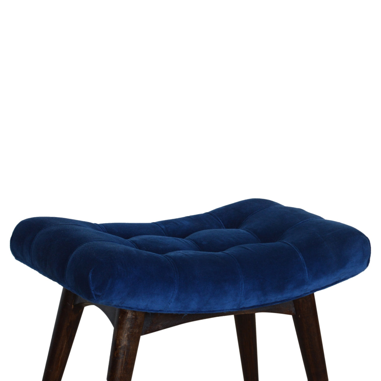 Velvet Curved Bench, Royal Blue