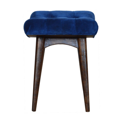 Velvet Curved Bench, Royal Blue