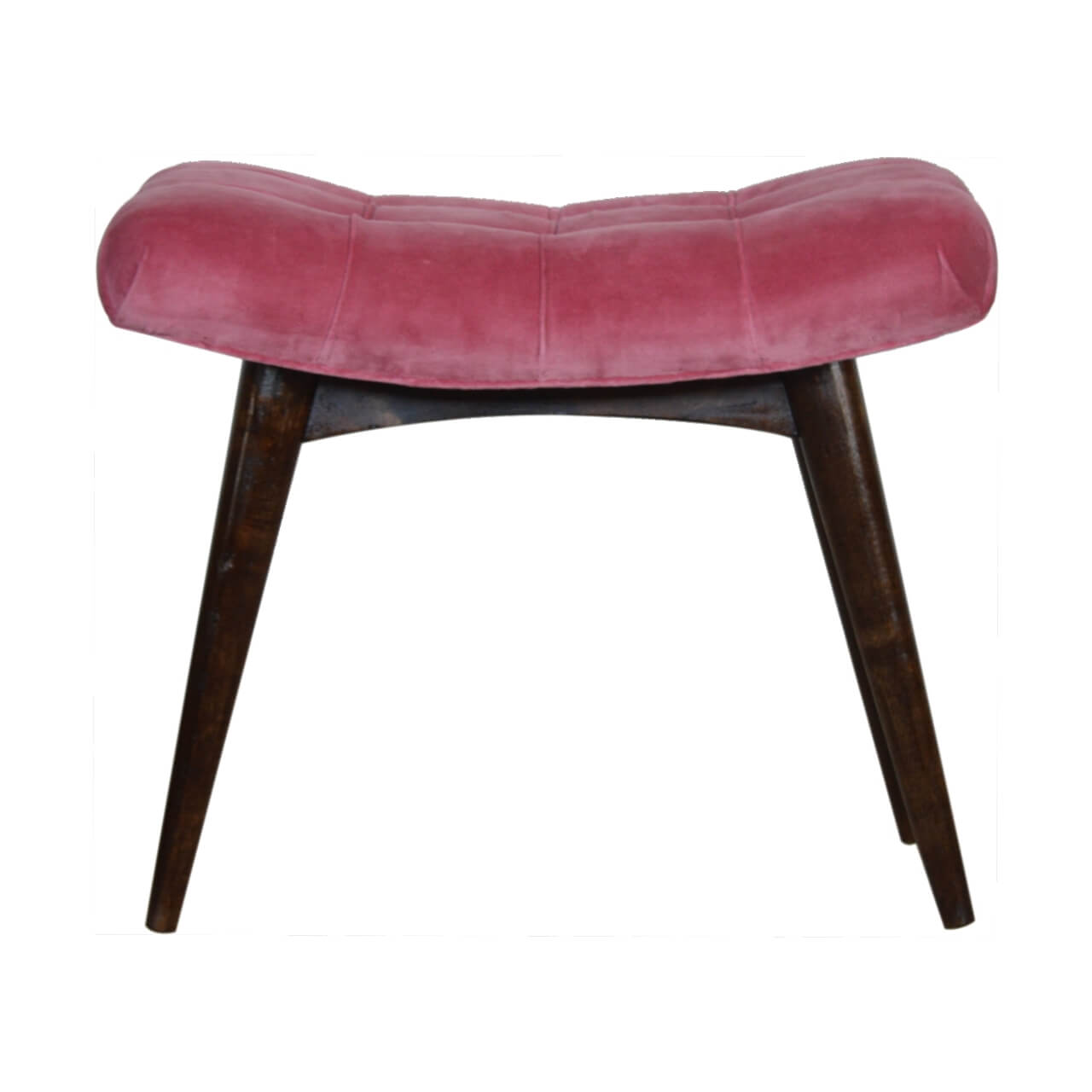 Velvet Curved Bench, Pink