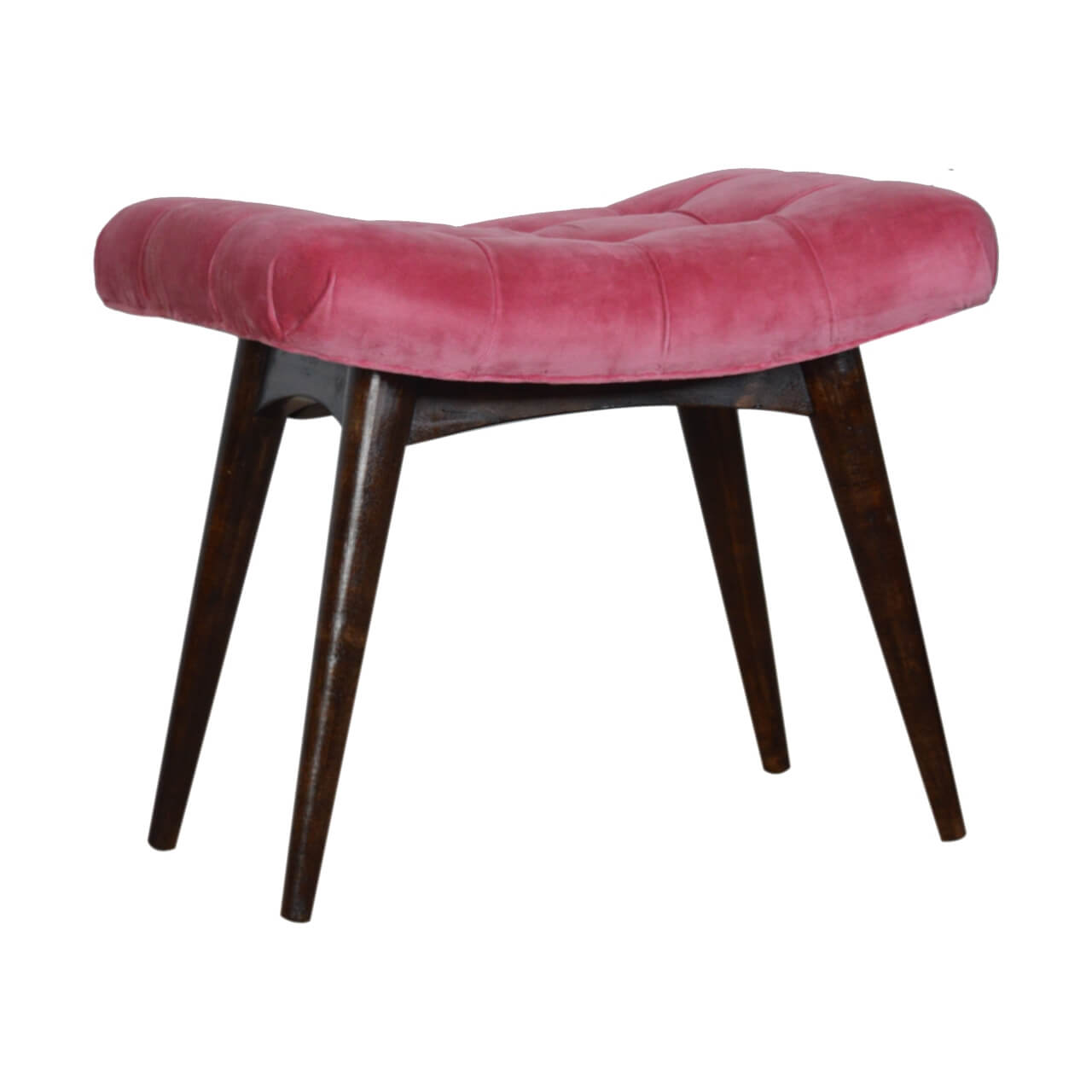 Velvet Curved Bench, Pink