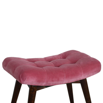 Velvet Curved Bench, Pink