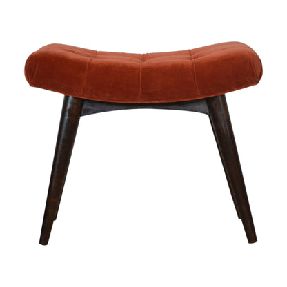 Velvet Curved Bench, Brick Red