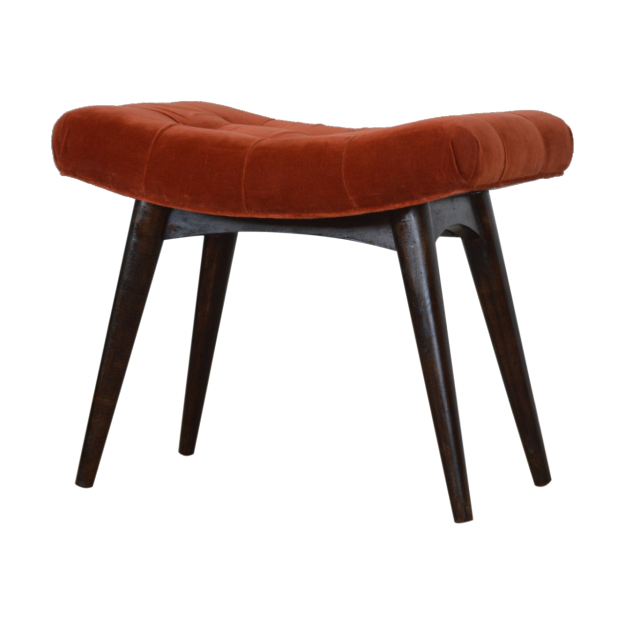 Velvet Curved Bench, Brick Red