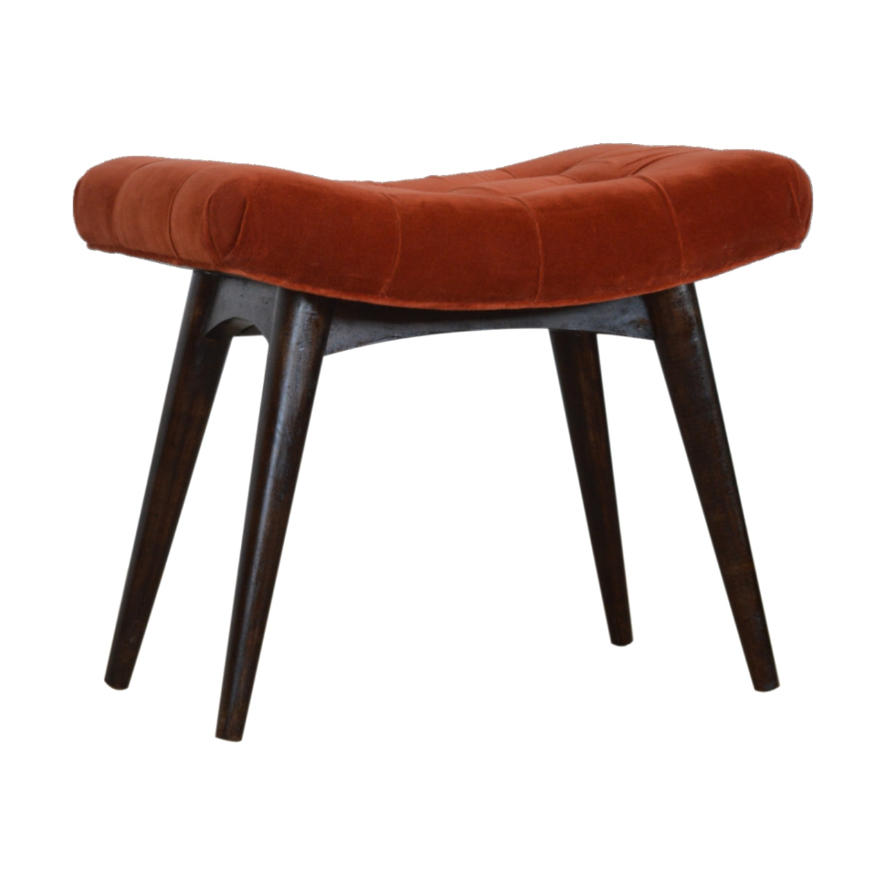 Velvet Curved Bench, Brick Red