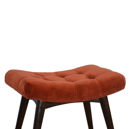 Velvet Curved Bench, Brick Red