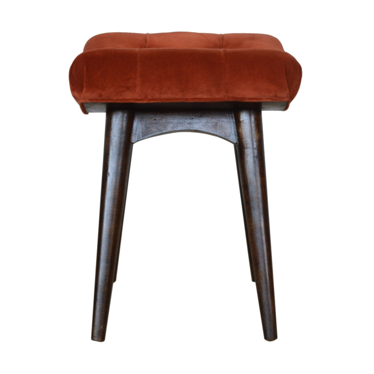 Velvet Curved Bench, Brick Red