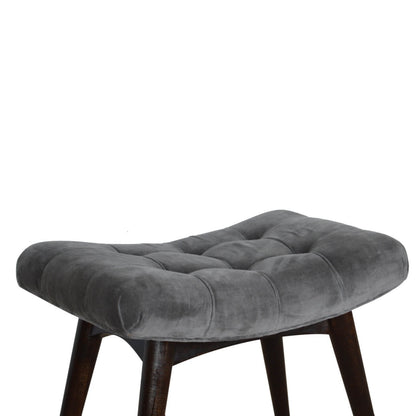 Grey velvet curved bench