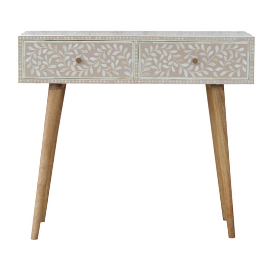 Floral Bone Inlay Console Table