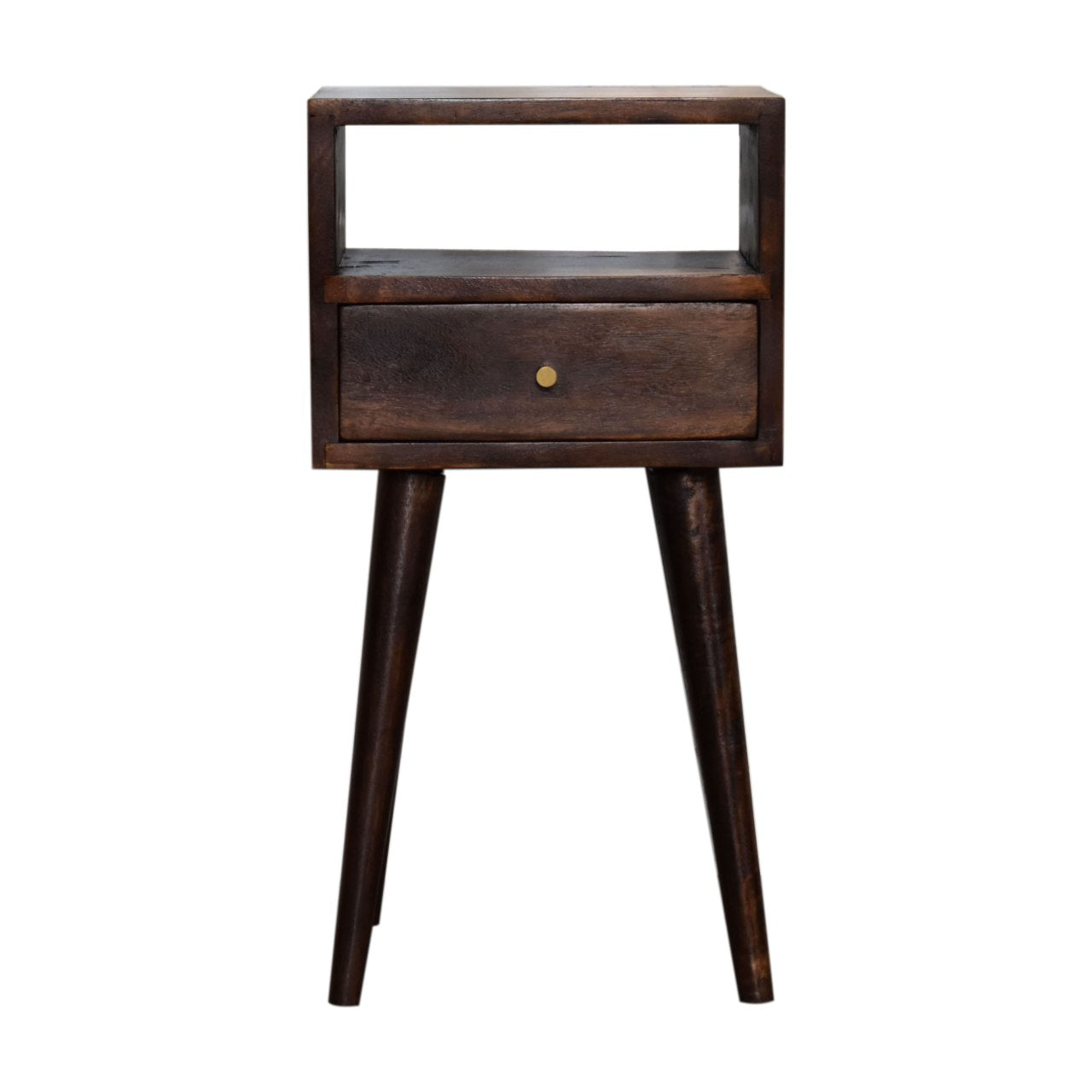 Small Bedside table mango wood, Walnut Finish