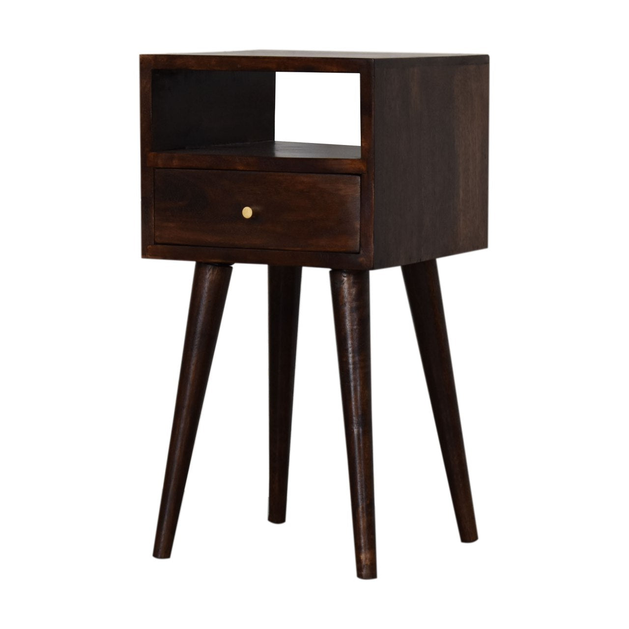 Small Bedside table mango wood, Walnut Finish