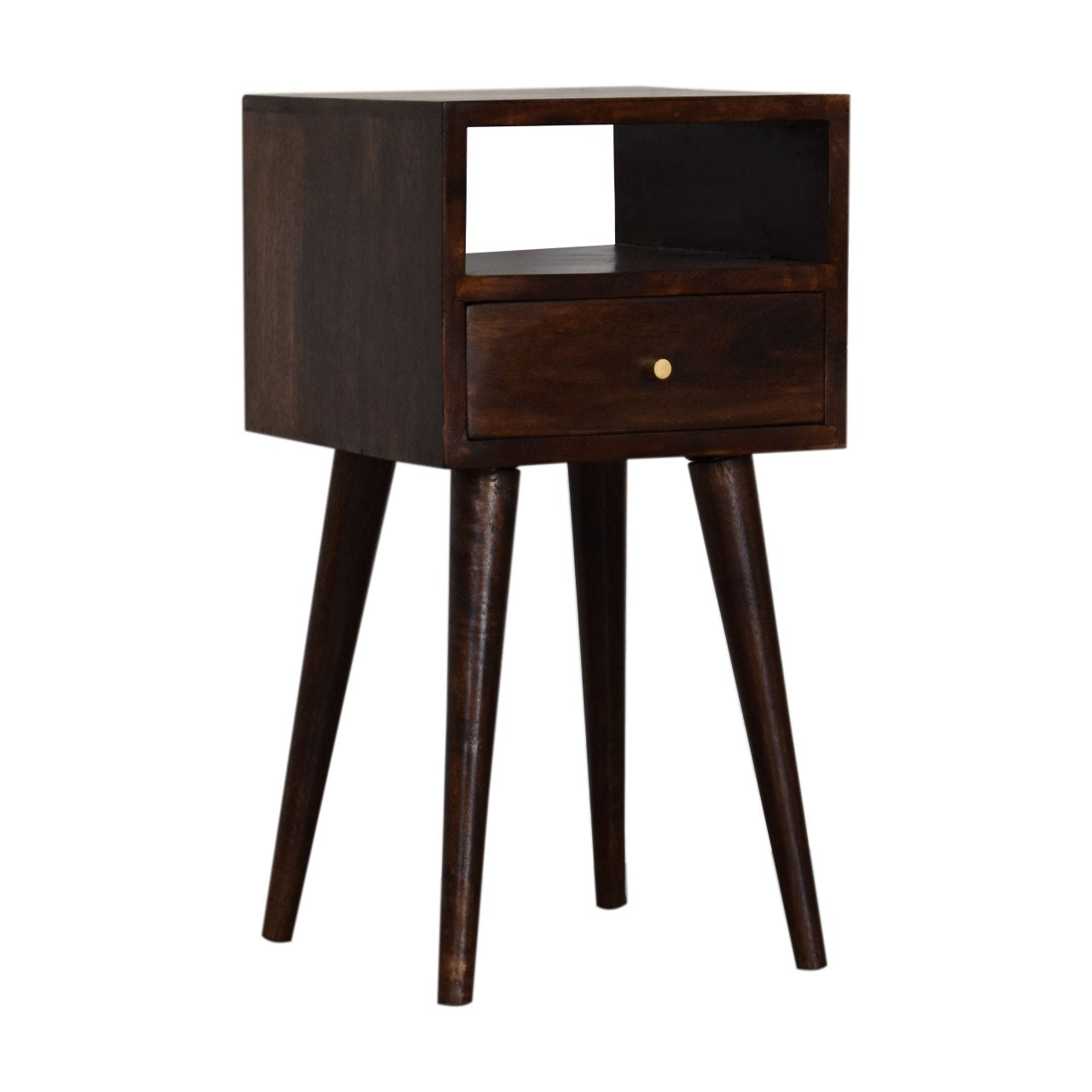 Small Bedside table mango wood, Walnut Finish