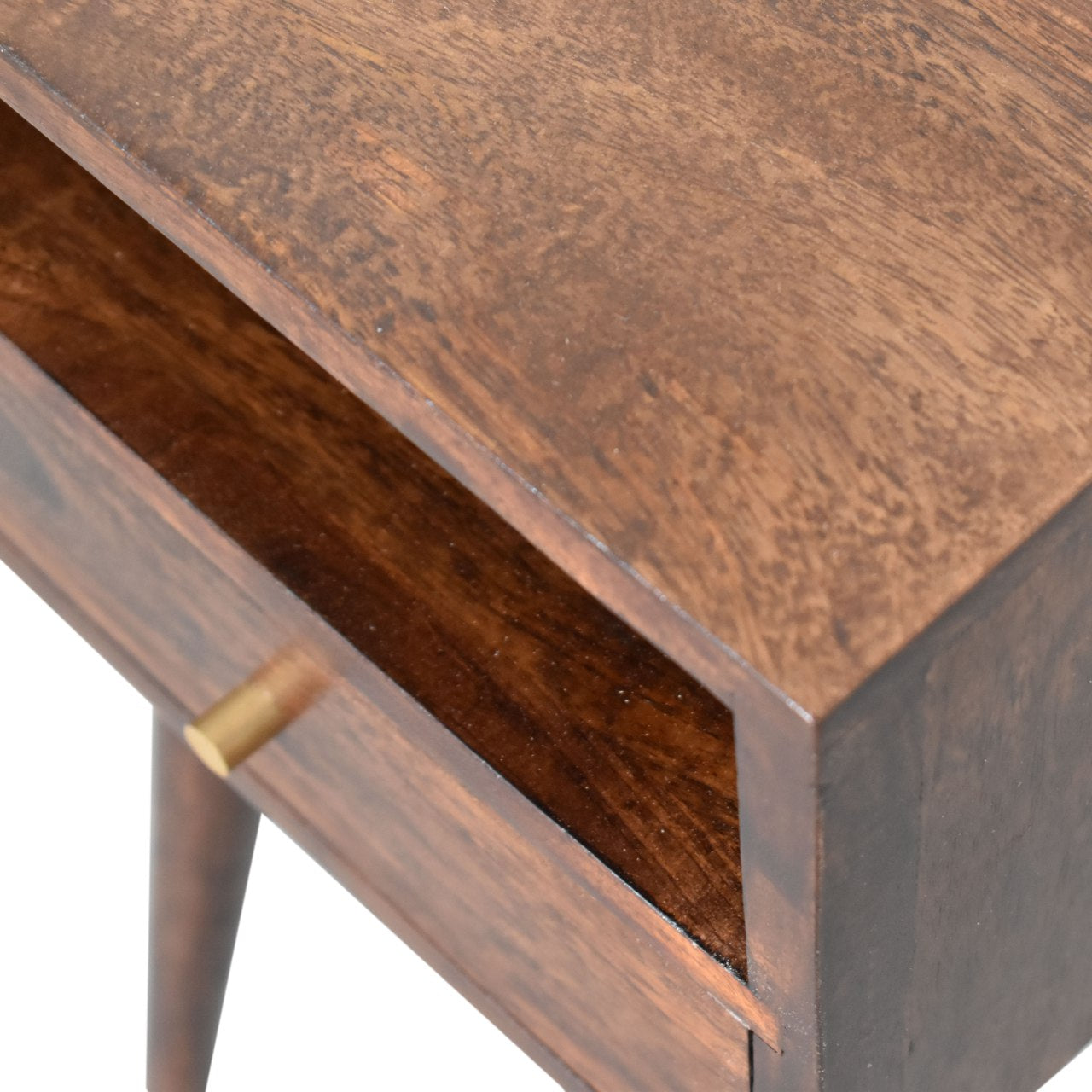 Small Bedside table mango wood, Walnut Finish