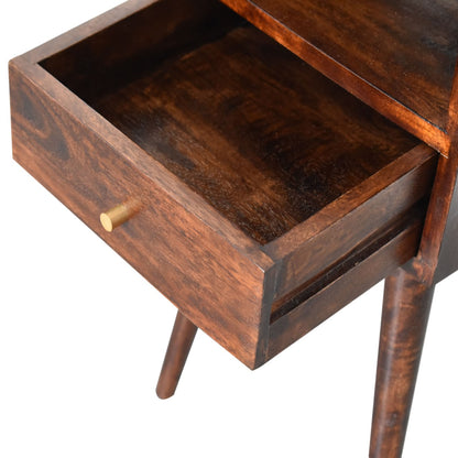 Small Bedside table mango wood, Walnut Finish