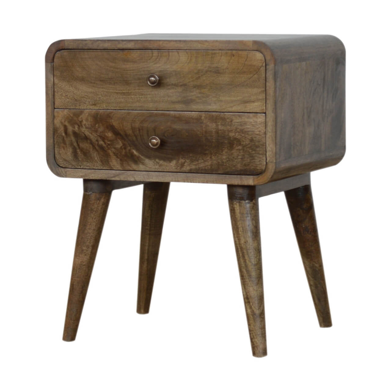 Grey wash modern bedside table made from mango wood