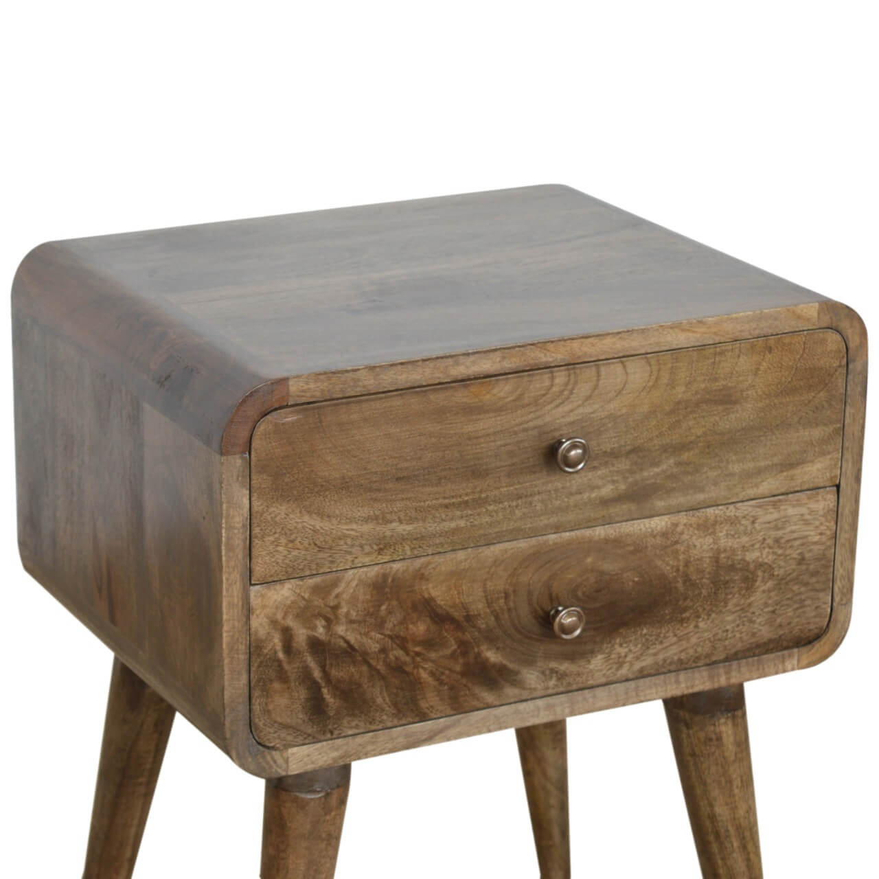 Grey wash modern bedside table made from mango wood